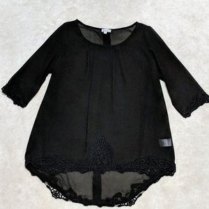 Sheer black top w/embroidery touches